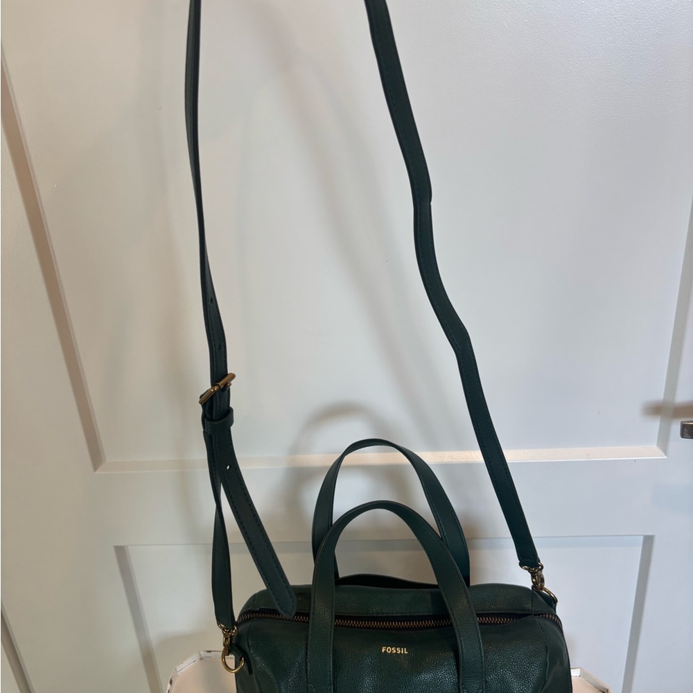 Fossil Forest Green Leather Satchel - Picture 6 of 14
